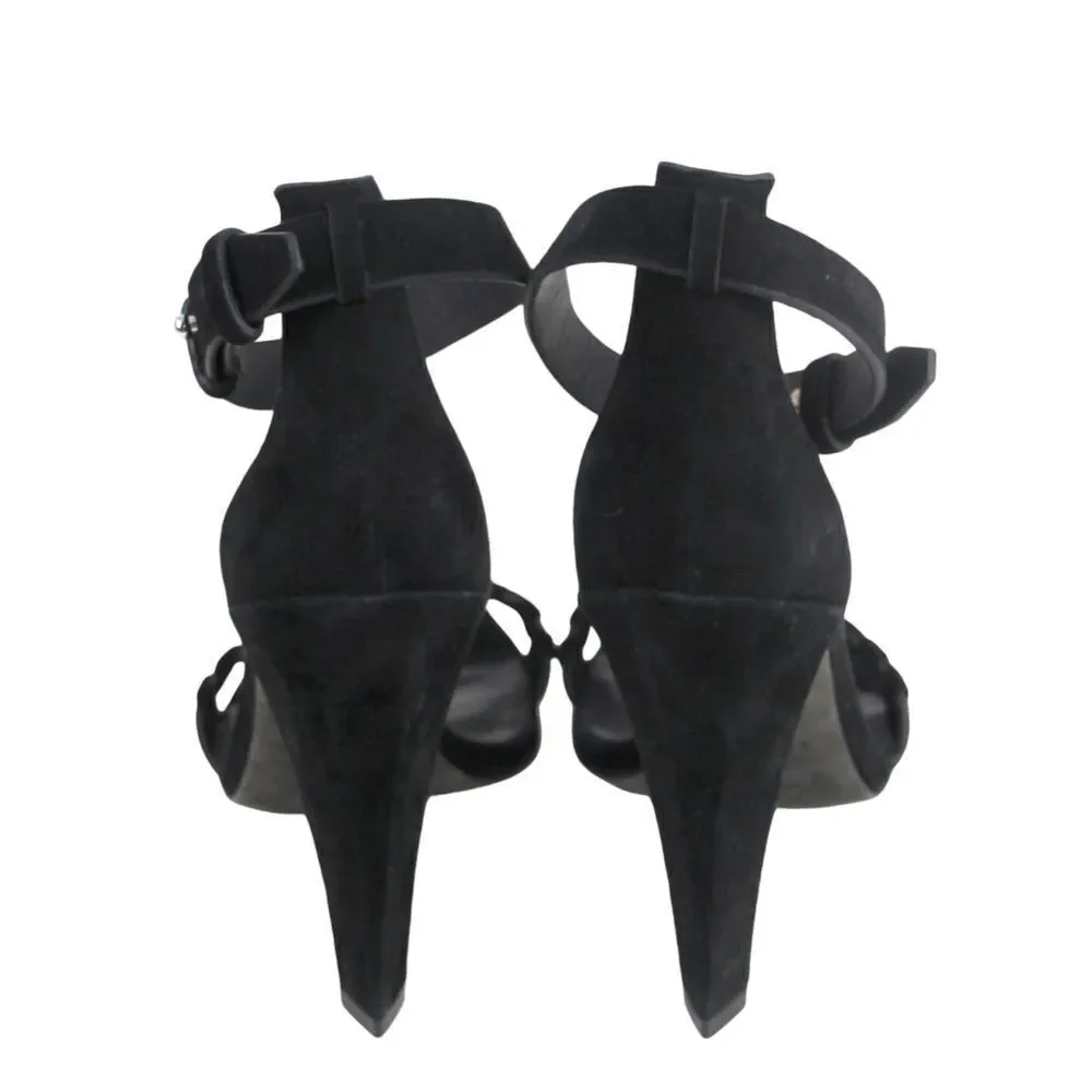 AllSaints BLACK GENUINE LEATHER SUEDE HIGH HEEL OPEN TOE STRAPPY SANDALS Sz 40 - Picture 5 of 11